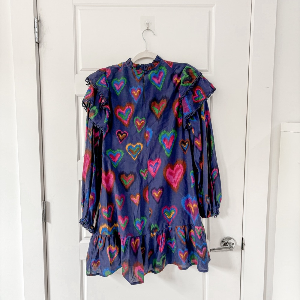 FARM RIO Navy Ikat Dyed Hearts Mini Dress - Picture 9 of 10